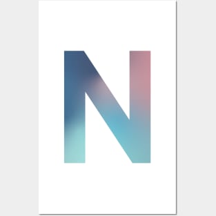 Gradient Letter N Initial Alphabet Posters and Art